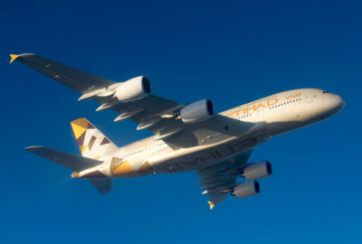 Etihad Airways Airbus A380 in flight