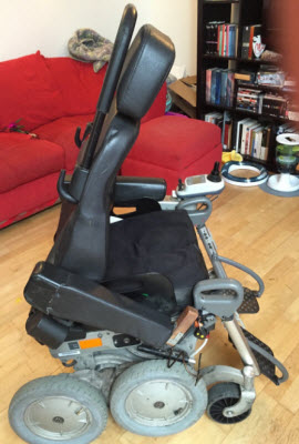 Athena Stevens' damaged wheelchair