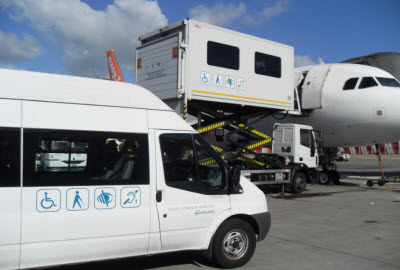 Ambulift in operation at London Gatwick airport